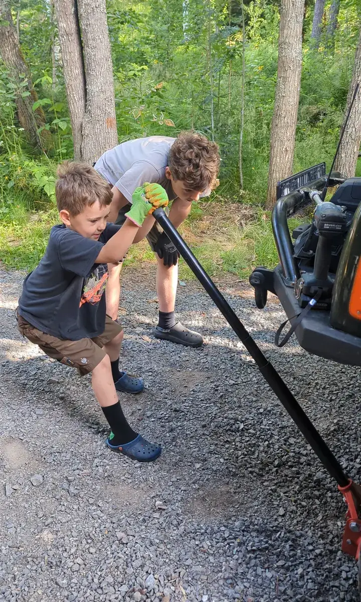 Our kids helping to test the winch