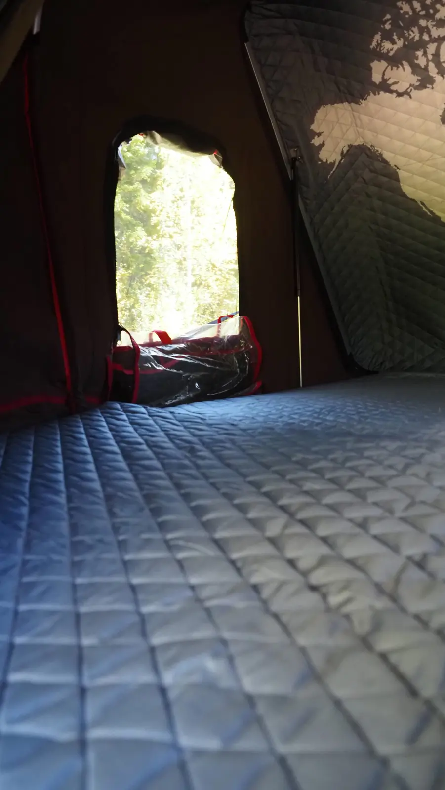 Inside the rooftop tent