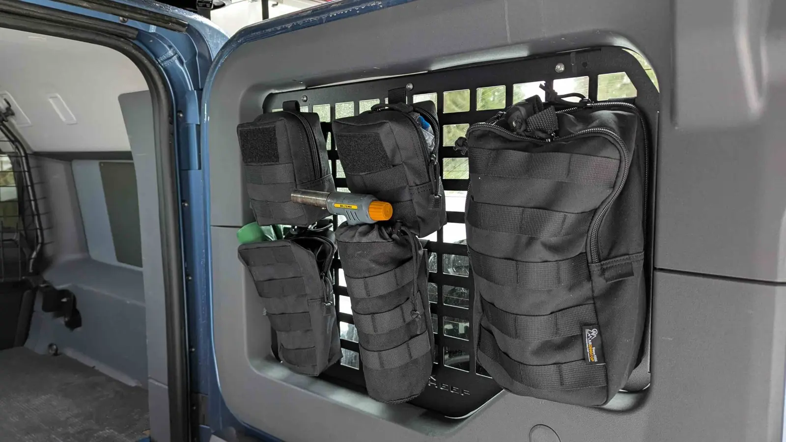 Molle pouches in the rear door