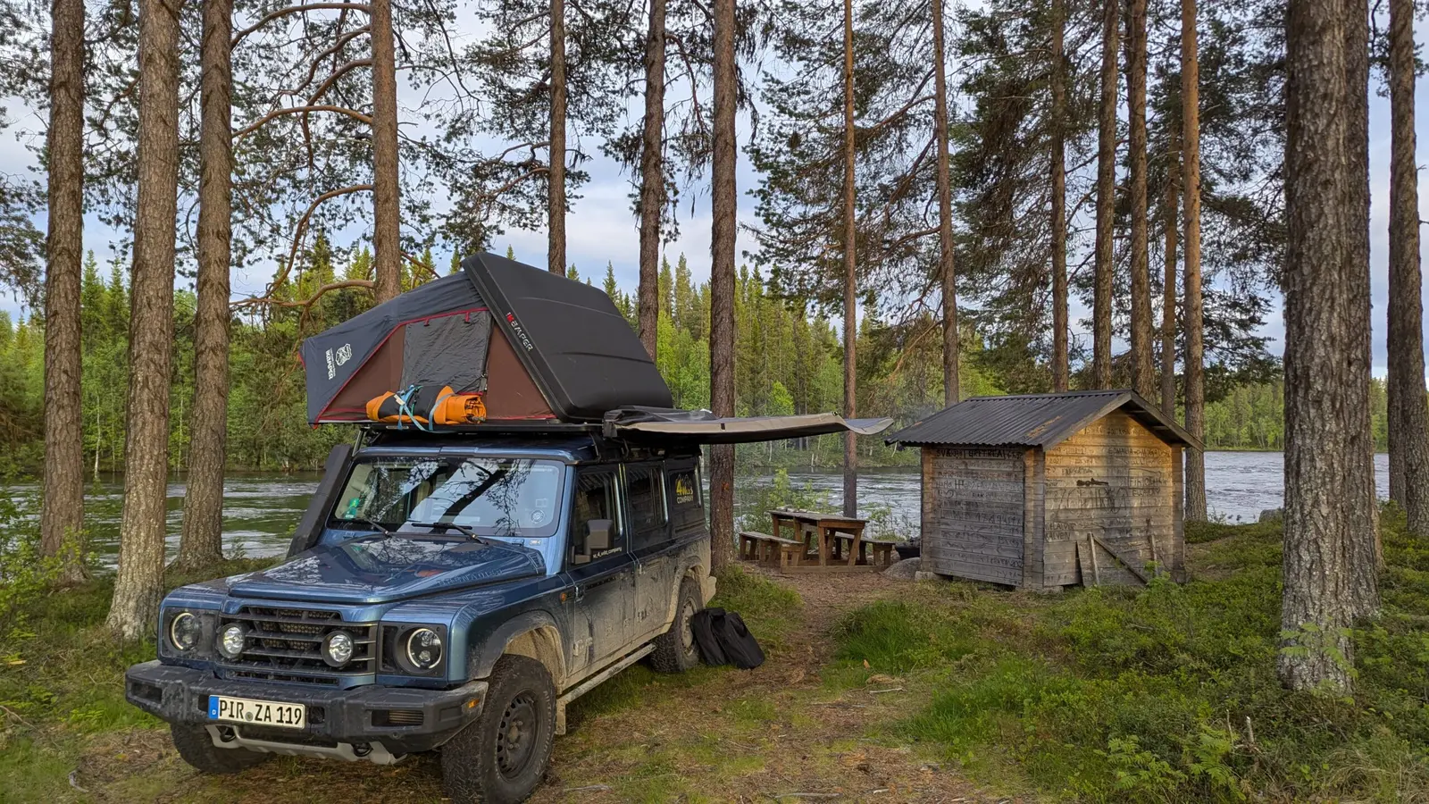 Inside the rooftop tent