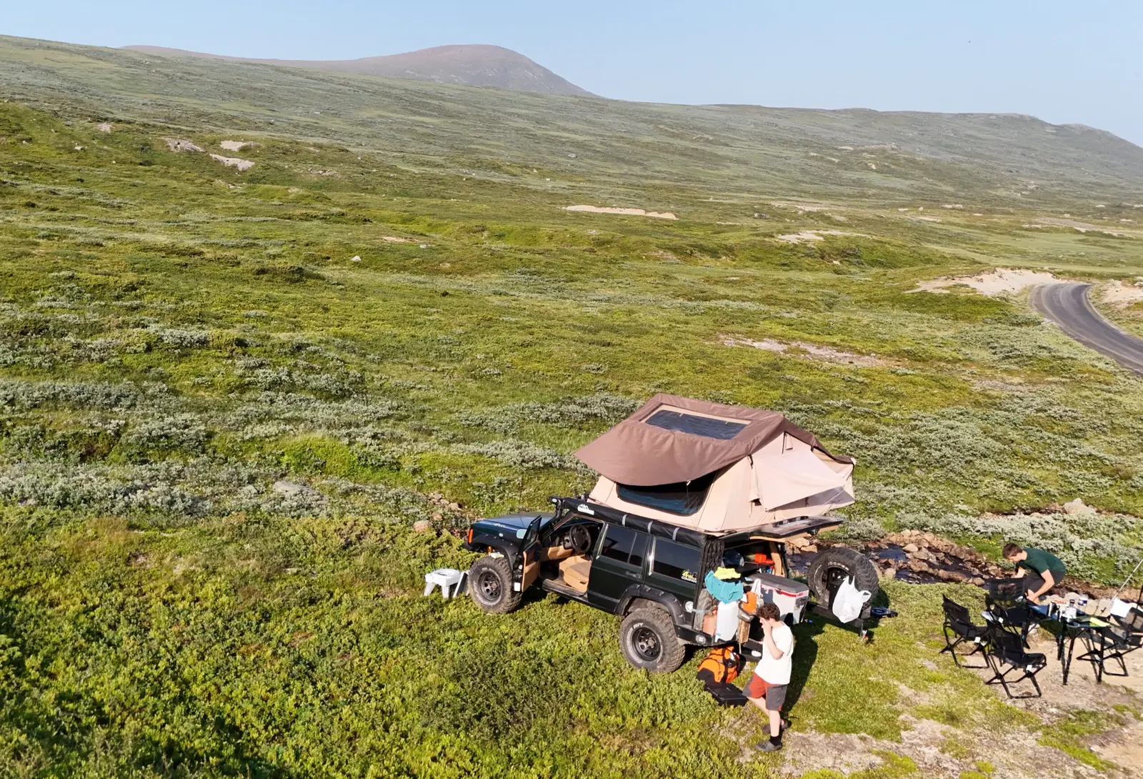 Camp on a mountain plateau