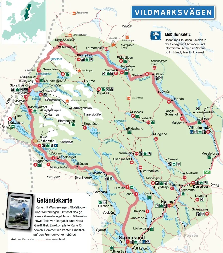 Map with our own off-road tracks through Sweden