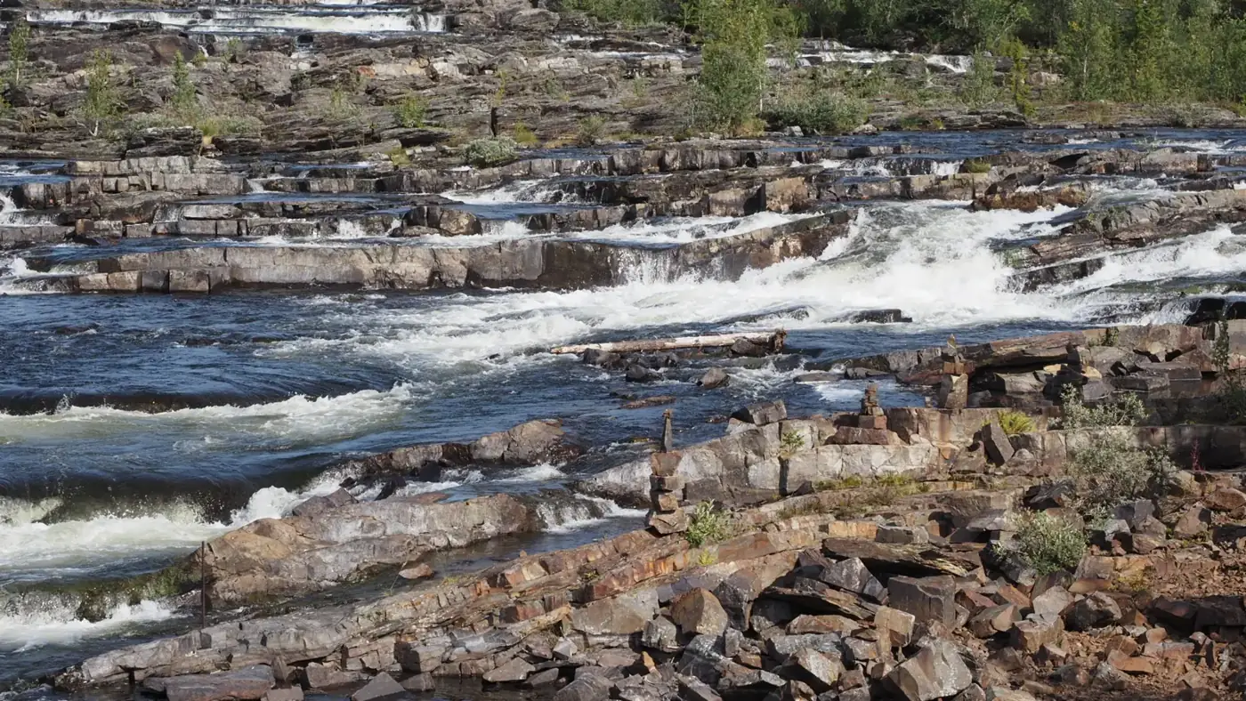 Rapids over red granite
