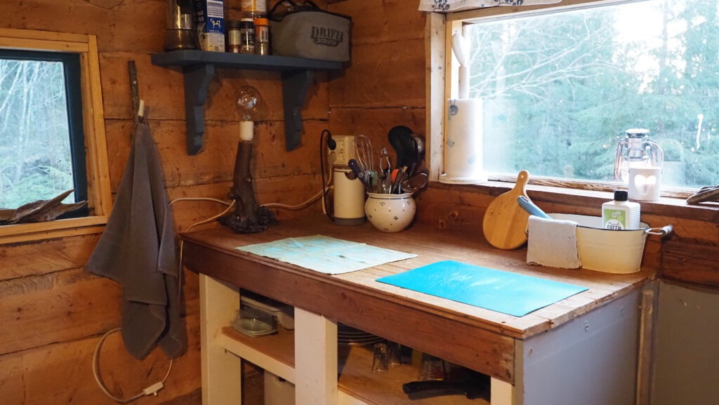 Kitchenette inside Forest Cabin Sweden